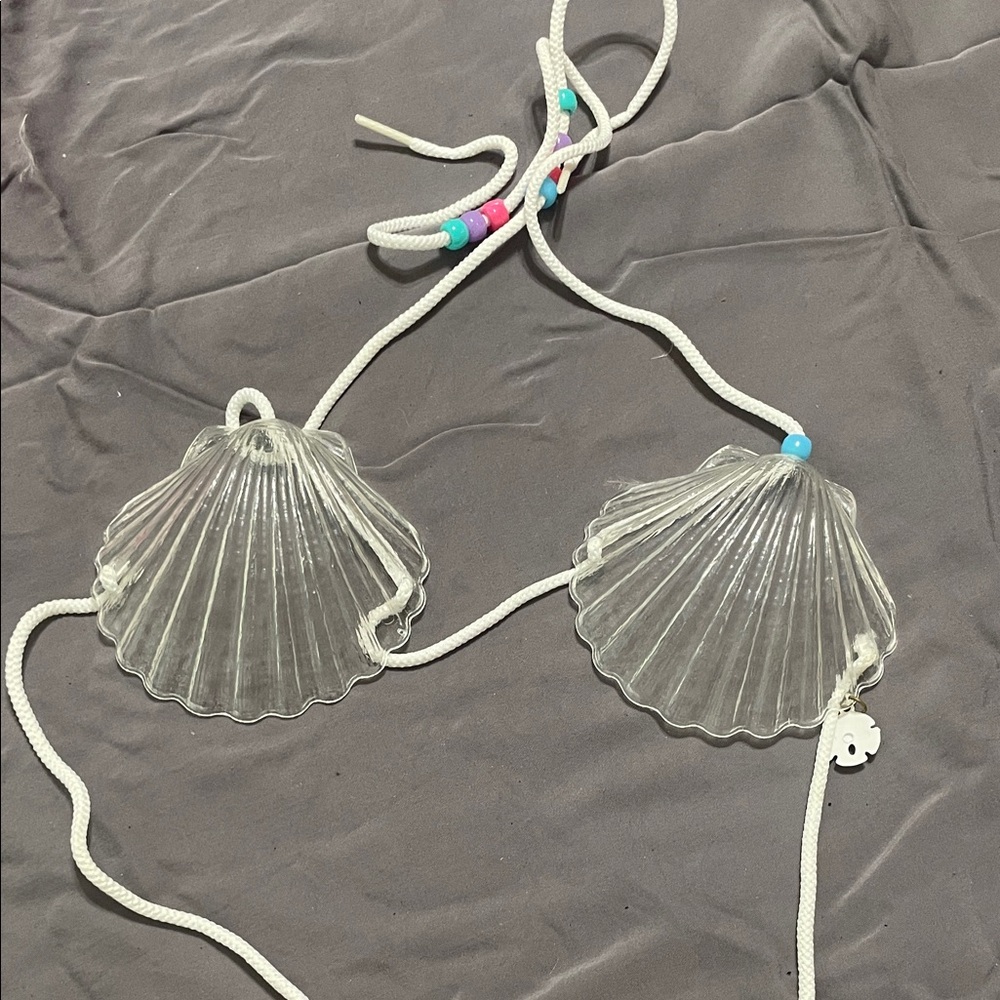 Shell Bikini Top with Beaded Straps